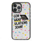 Custom Graduation iPhone 13 Pro Max Black Impact Case on Silver phone