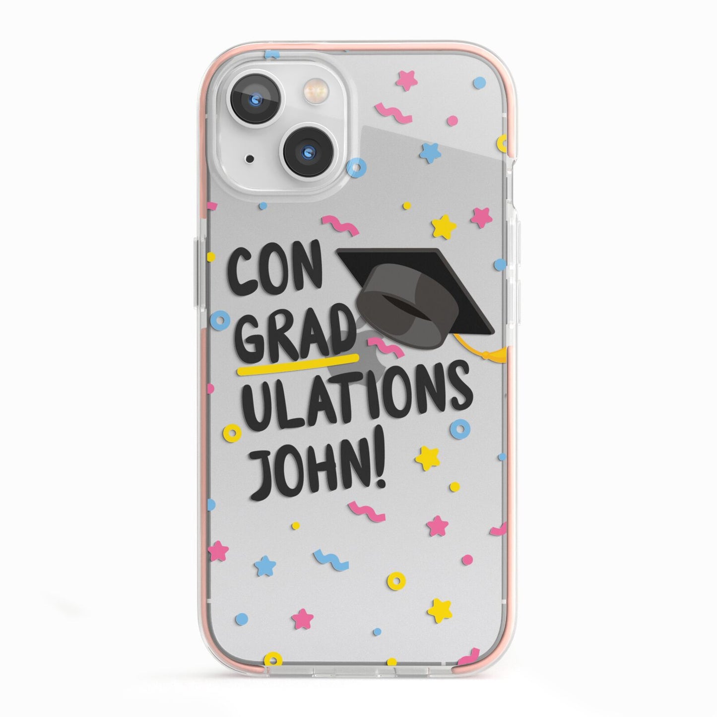 Custom Graduation iPhone 13 TPU Impact Case with Pink Edges