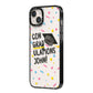 Custom Graduation iPhone 14 Plus Black Impact Case Side Angle on Silver phone