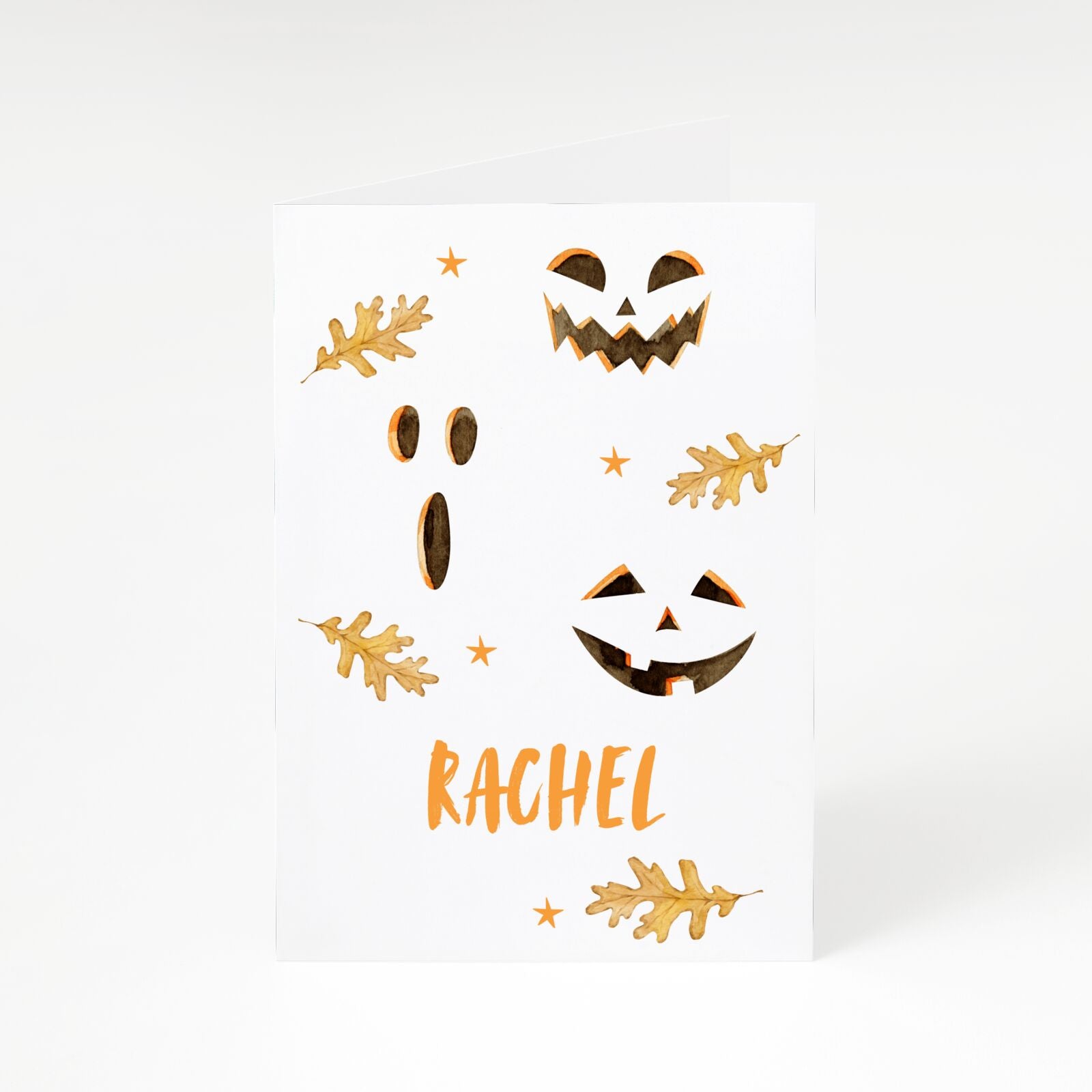 Custom Halloween Pumpkin Face A5 Greetings Card