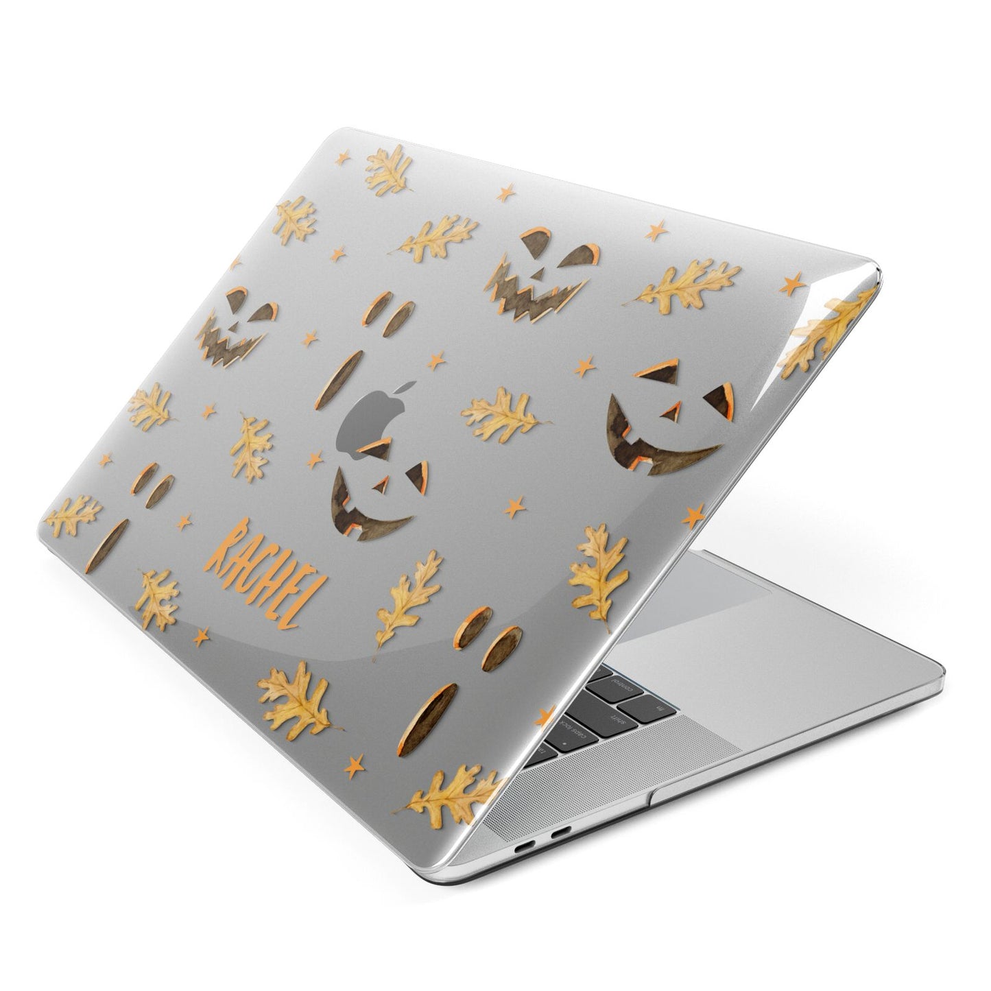 Custom Halloween Pumpkin Face Apple MacBook Case Side View
