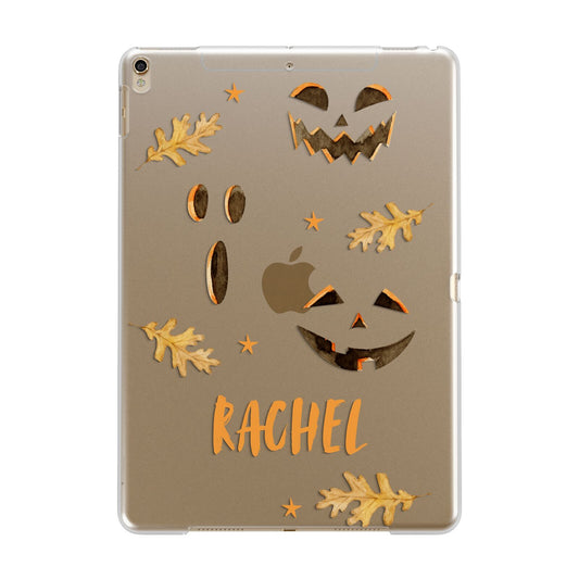Custom Halloween Pumpkin Face Apple iPad Gold Case