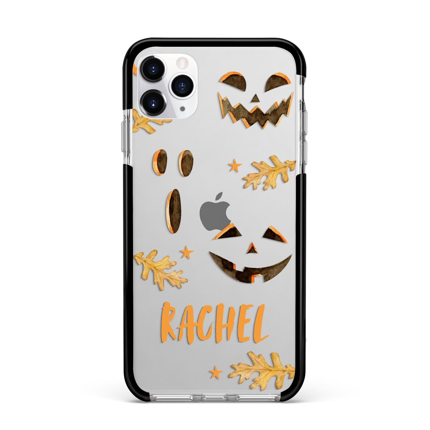 Custom Halloween Pumpkin Face Apple iPhone 11 Pro Max in Silver with Black Impact Case