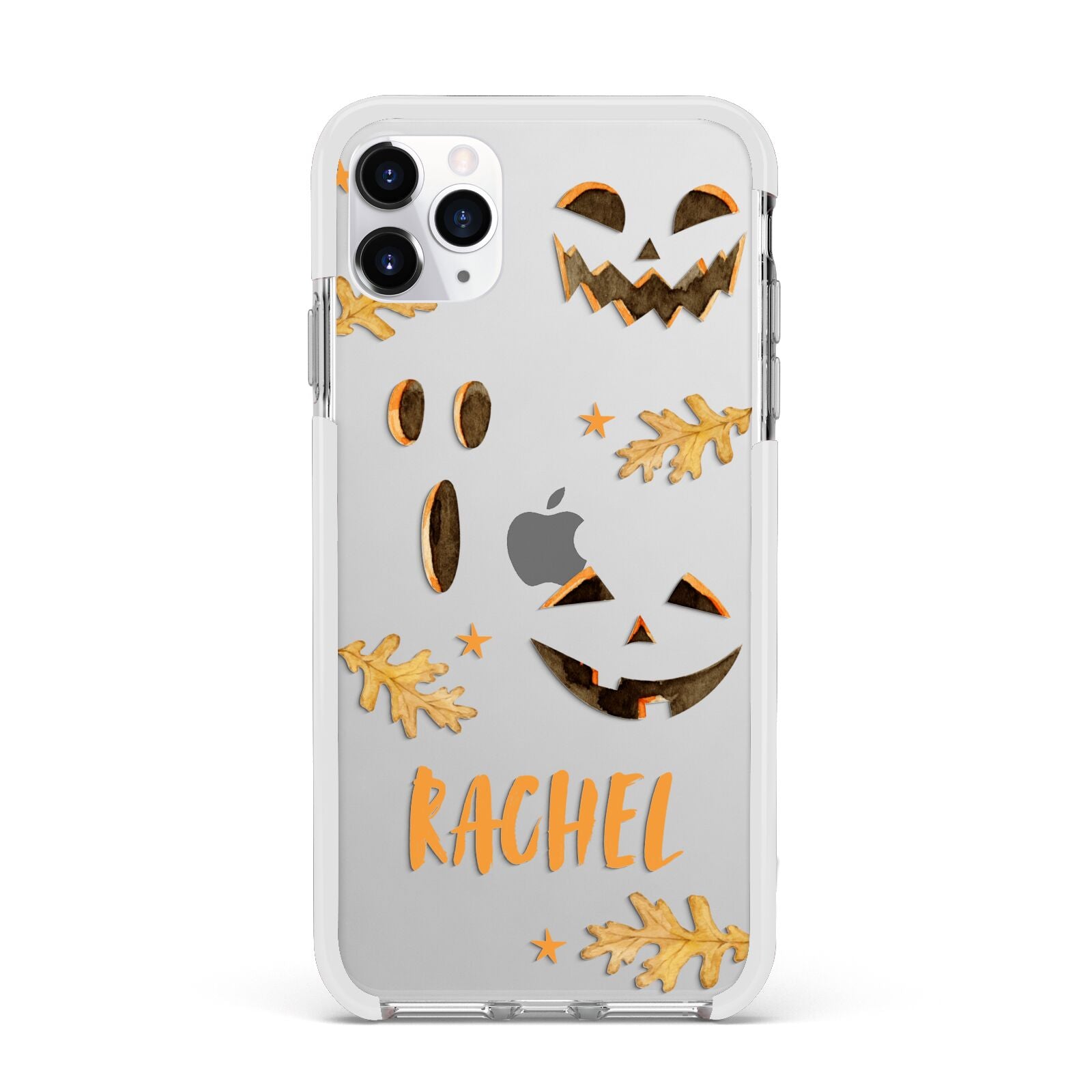 Custom Halloween Pumpkin Face Apple iPhone 11 Pro Max in Silver with White Impact Case