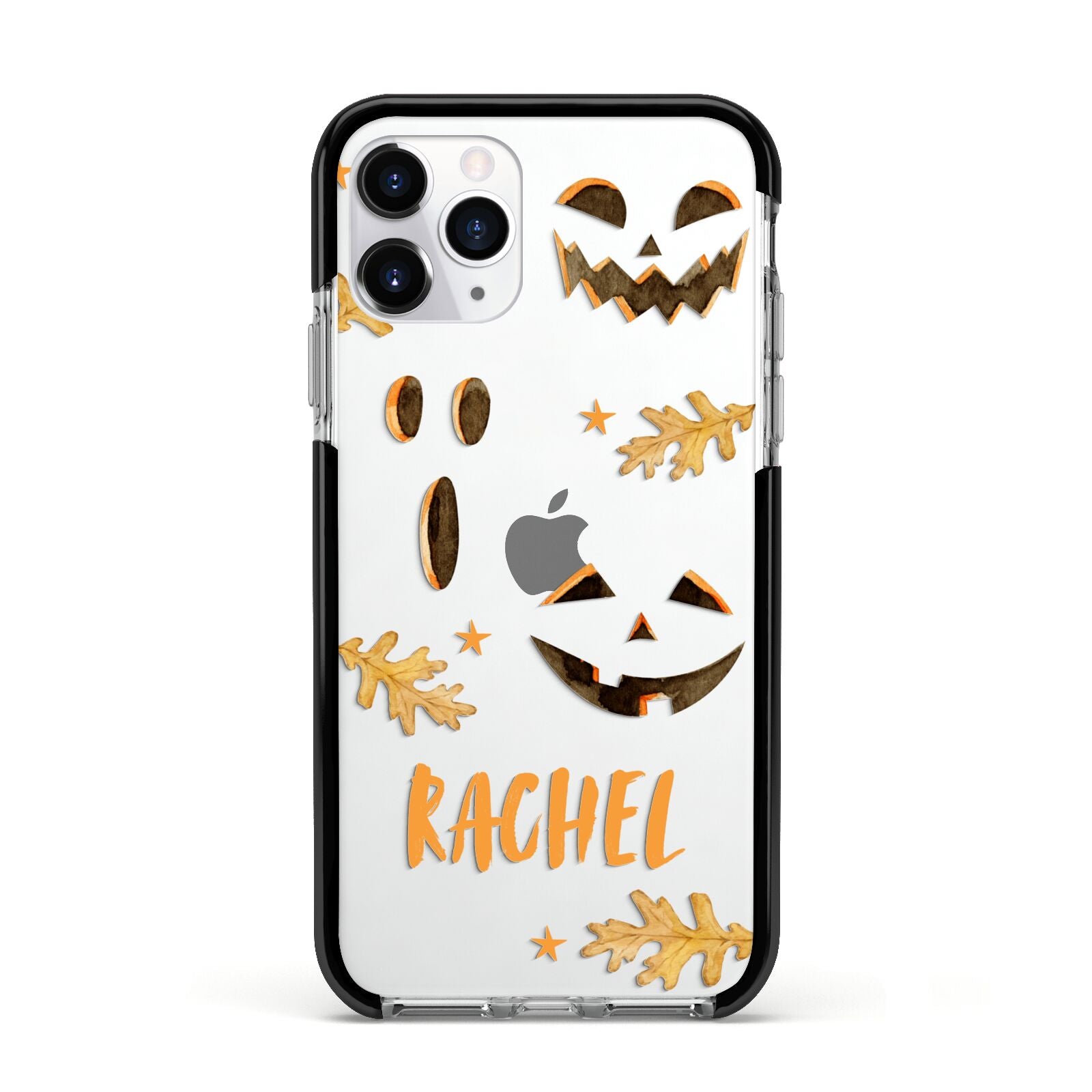 Custom Halloween Pumpkin Face Apple iPhone 11 Pro in Silver with Black Impact Case