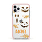 Custom Halloween Pumpkin Face Apple iPhone 11 Pro in Silver with Pink Impact Case