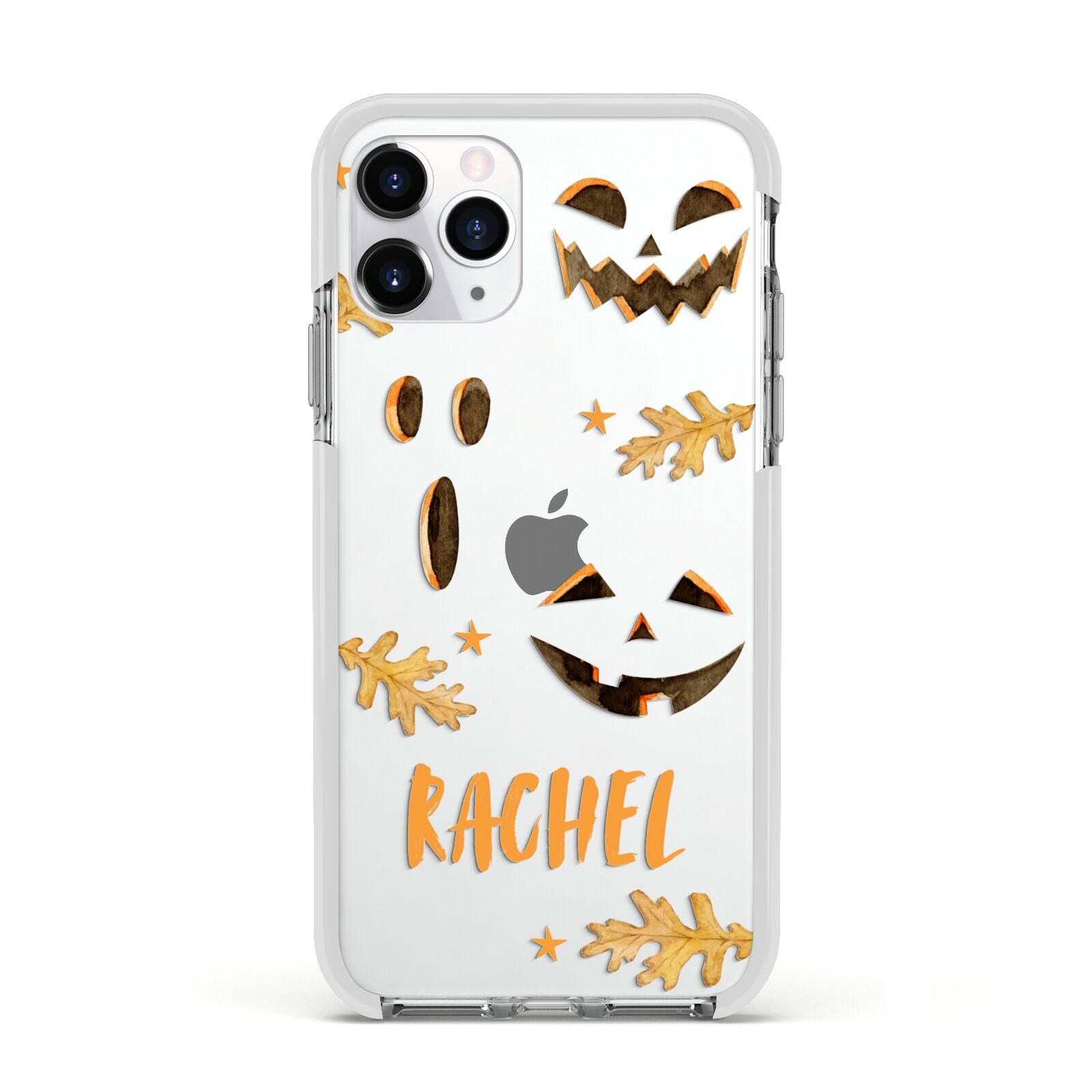 Custom Halloween Pumpkin Face Apple iPhone 11 Pro in Silver with White Impact Case