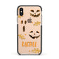 Custom Halloween Pumpkin Face Apple iPhone Xs Impact Case Black Edge on Gold Phone