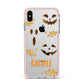 Custom Halloween Pumpkin Face Apple iPhone Xs Max Impact Case Pink Edge on Silver Phone