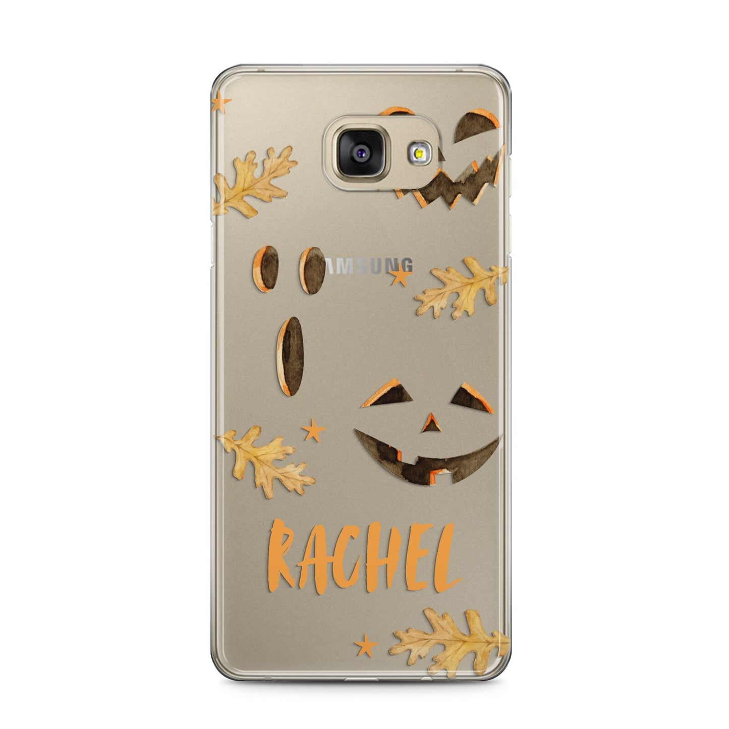Custom Halloween Pumpkin Face Samsung Galaxy A5 2016 Case on gold phone