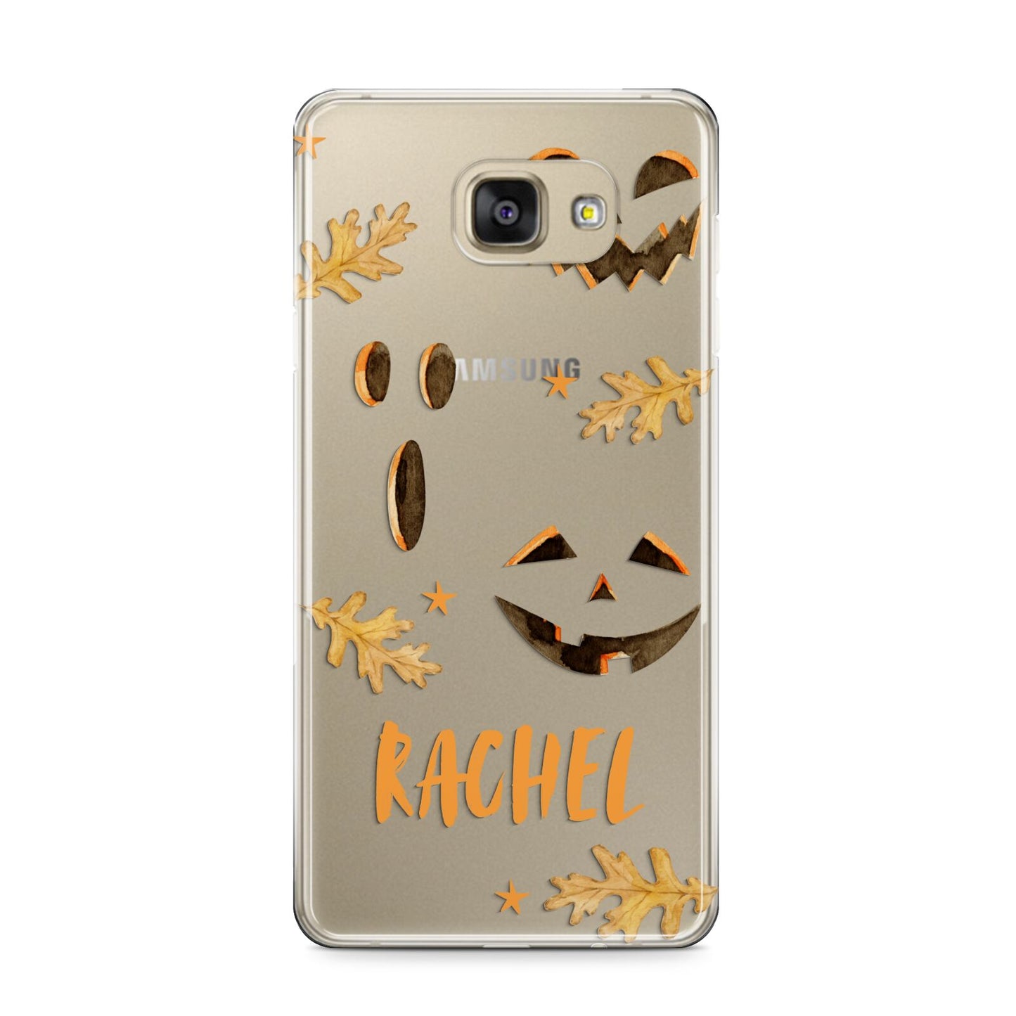 Custom Halloween Pumpkin Face Samsung Galaxy A9 2016 Case on gold phone