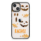 Custom Halloween Pumpkin Face iPhone 13 Black Impact Case on Silver phone