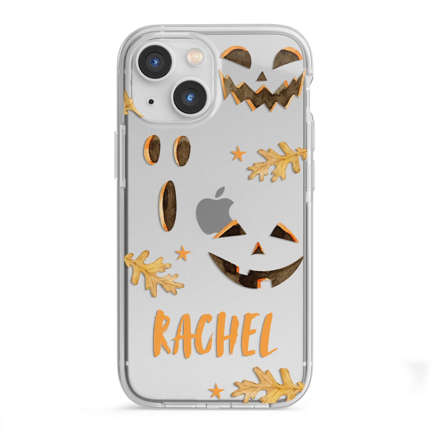 Custom Halloween Pumpkin Face iPhone 13 Mini TPU Impact Case with White Edges