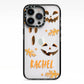 Custom Halloween Pumpkin Face iPhone 13 Pro Black Impact Case on Silver phone