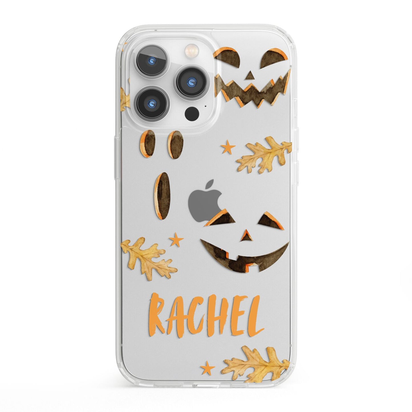Custom Halloween Pumpkin Face iPhone 13 Pro Clear Bumper Case