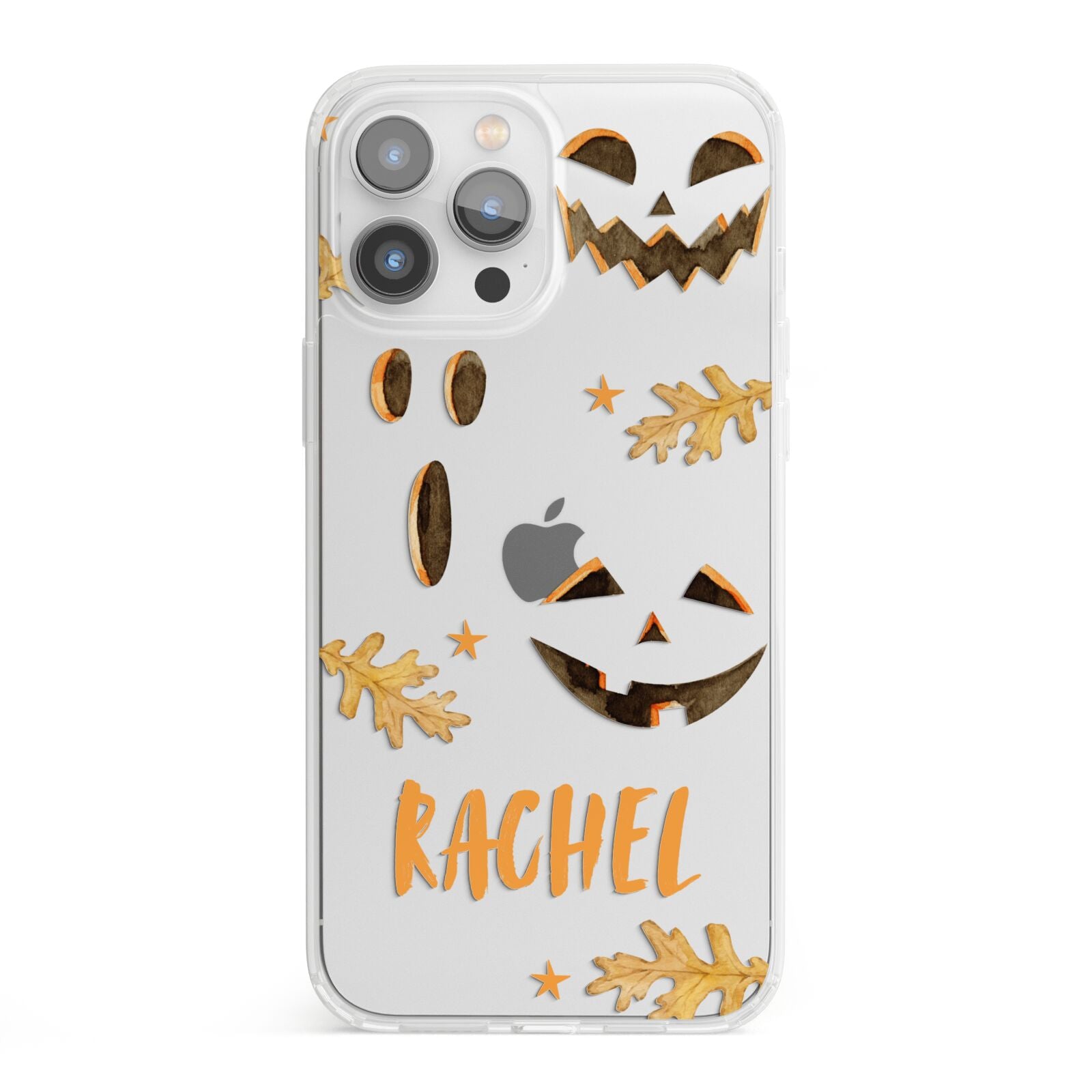 Custom Halloween Pumpkin Face iPhone 13 Pro Max Clear Bumper Case
