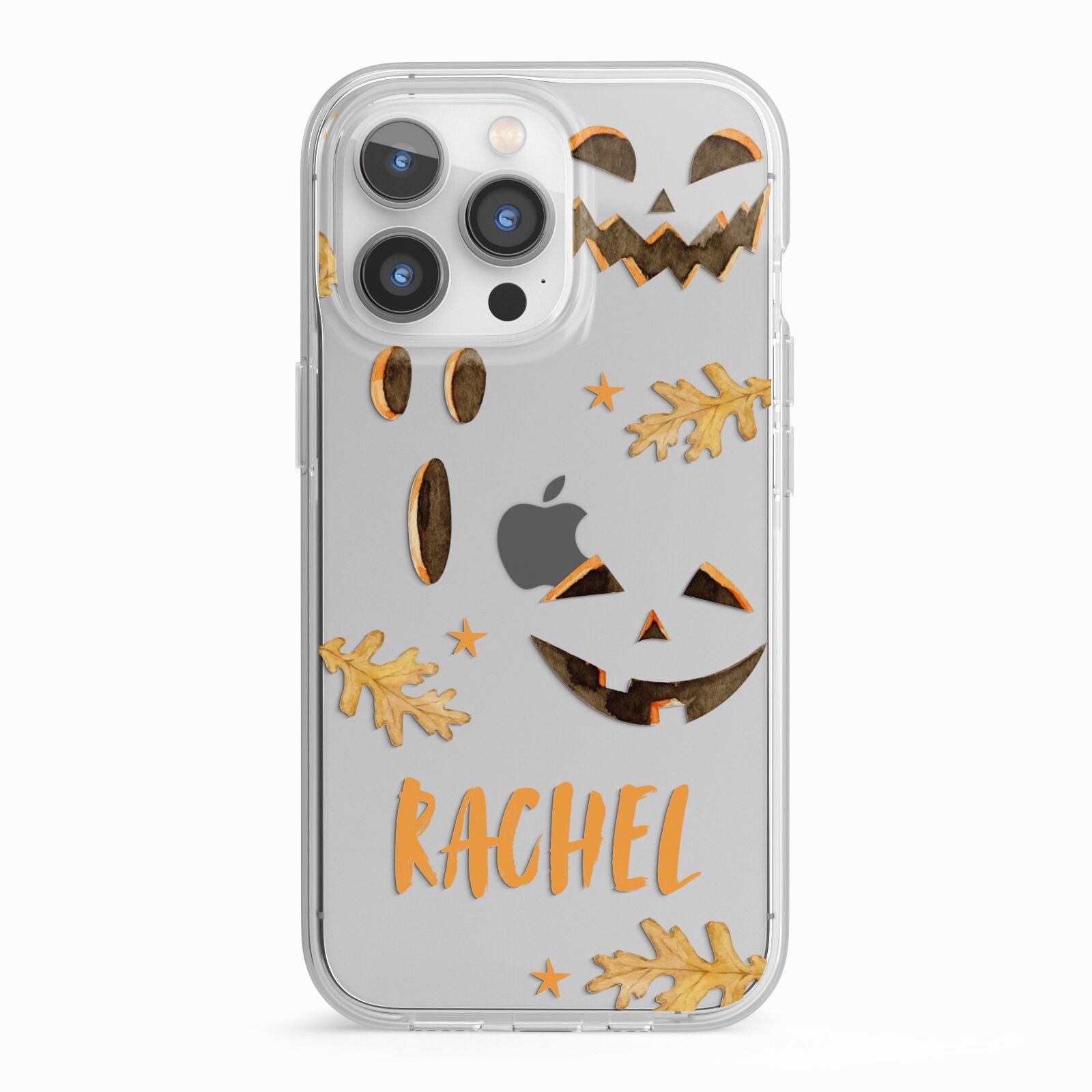 Custom Halloween Pumpkin Face iPhone 13 Pro TPU Impact Case with White Edges
