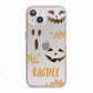 Custom Halloween Pumpkin Face iPhone 13 TPU Impact Case with Pink Edges