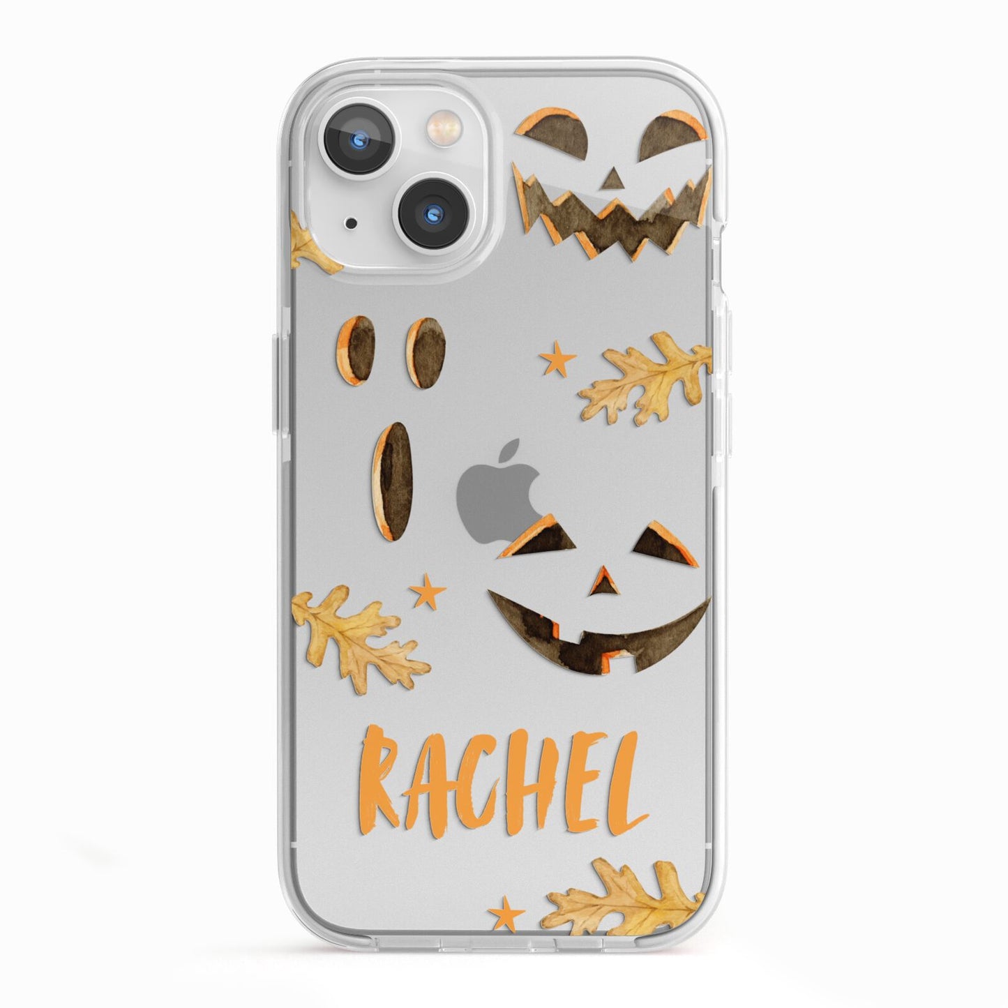 Custom Halloween Pumpkin Face iPhone 13 TPU Impact Case with White Edges