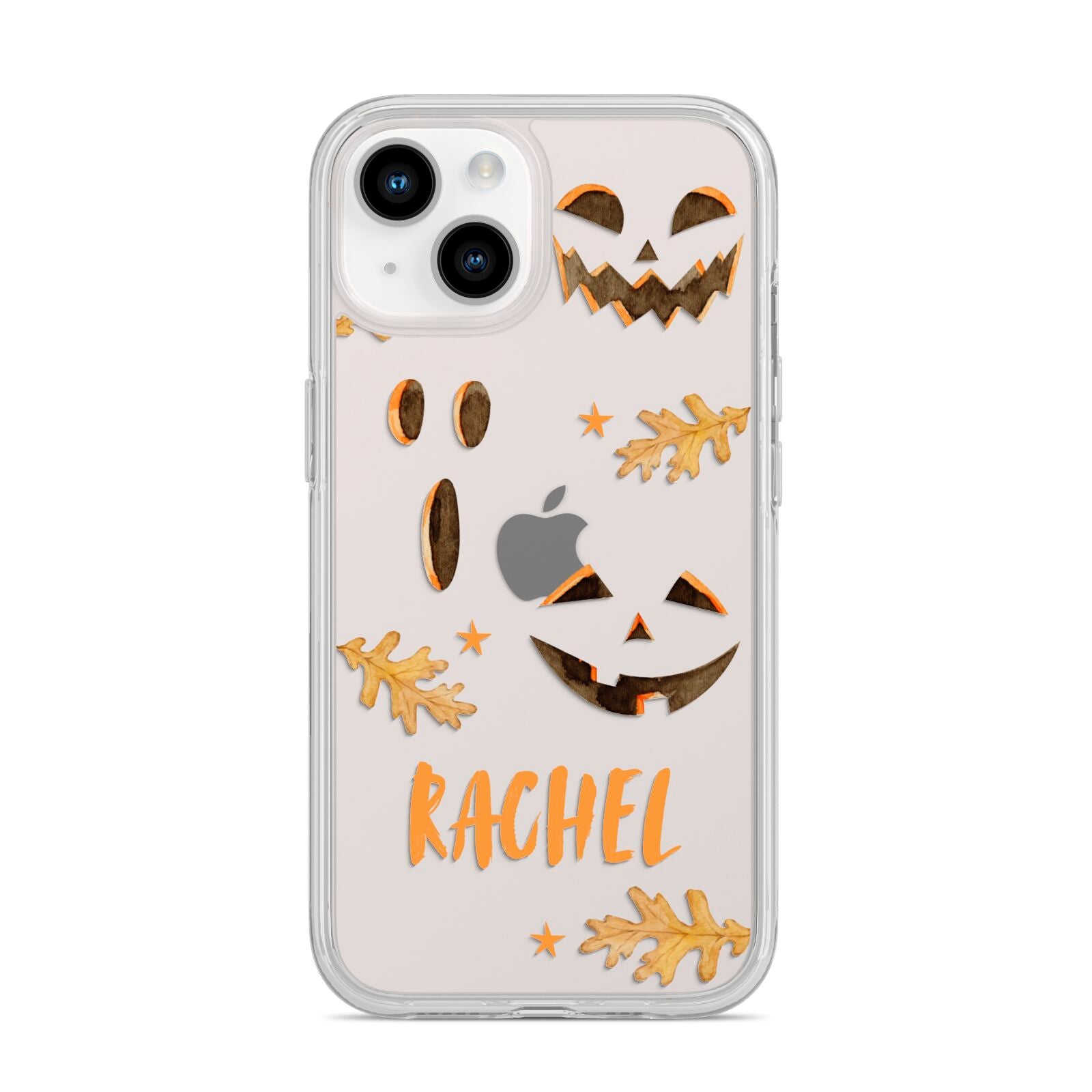 Custom Halloween Pumpkin Face iPhone 14 Clear Tough Case Starlight