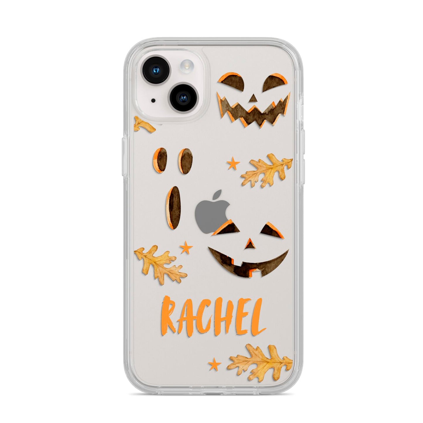 Custom Halloween Pumpkin Face iPhone 14 Plus Clear Tough Case Starlight