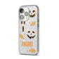 Custom Halloween Pumpkin Face iPhone 14 Pro Glitter Tough Case Silver Angled Image