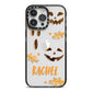 Custom Halloween Pumpkin Face iPhone 14 Pro Max Black Impact Case on Silver phone