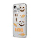 Custom Halloween Pumpkin Face iPhone 14 Pro Max Clear Tough Case Silver Angled Image