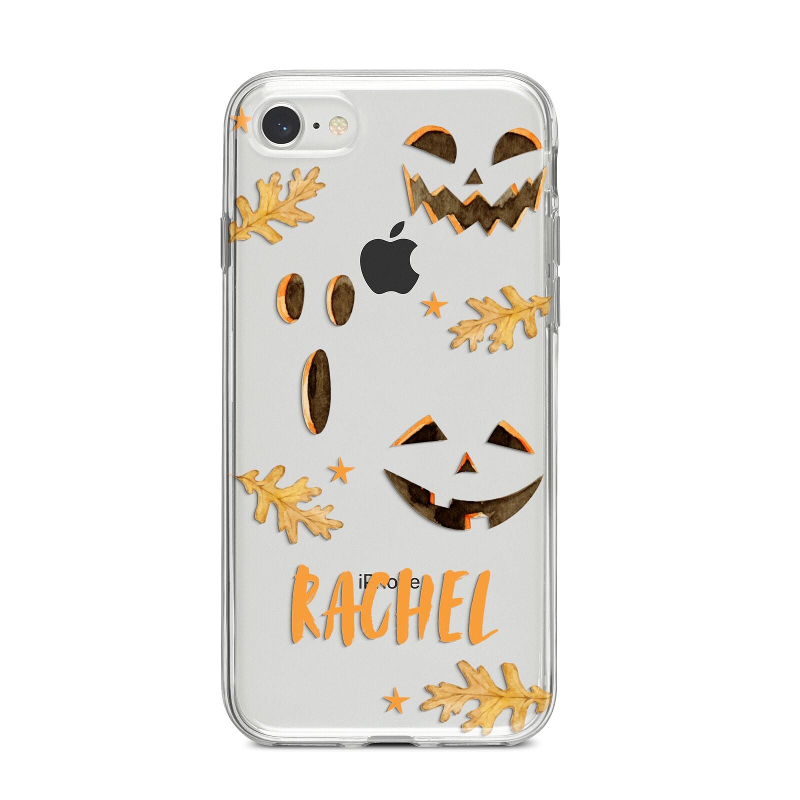 Custom Halloween Pumpkin Face iPhone 8 Bumper Case on Silver iPhone