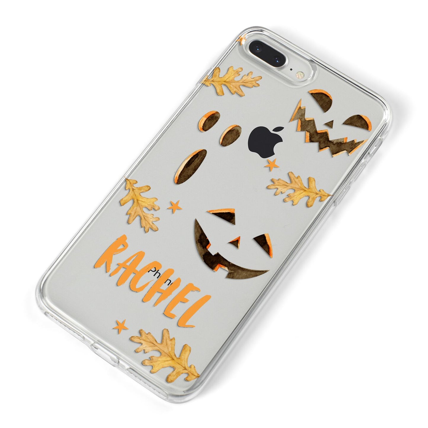 Custom Halloween Pumpkin Face iPhone 8 Plus Bumper Case on Silver iPhone Alternative Image