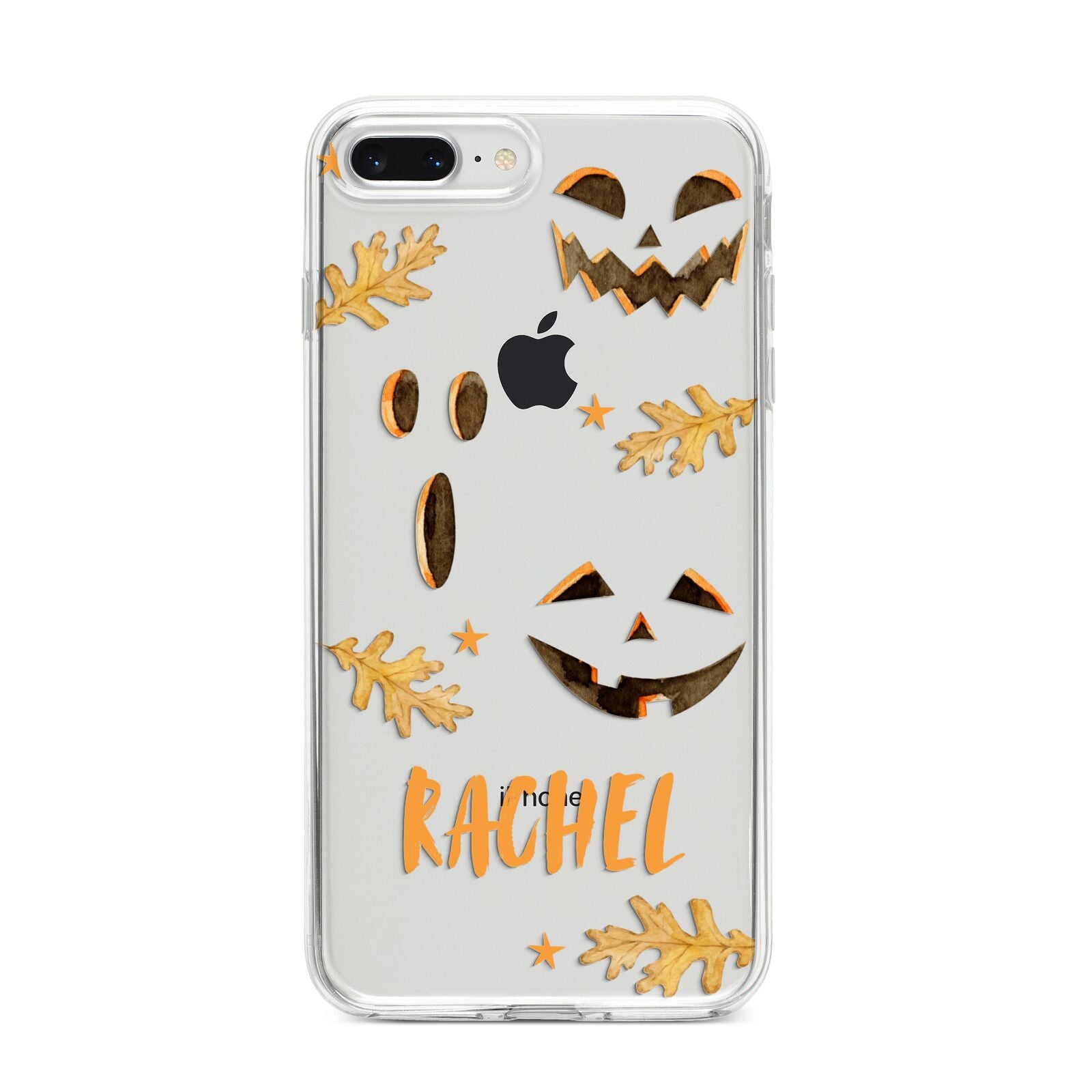 Custom Halloween Pumpkin Face iPhone 8 Plus Bumper Case on Silver iPhone