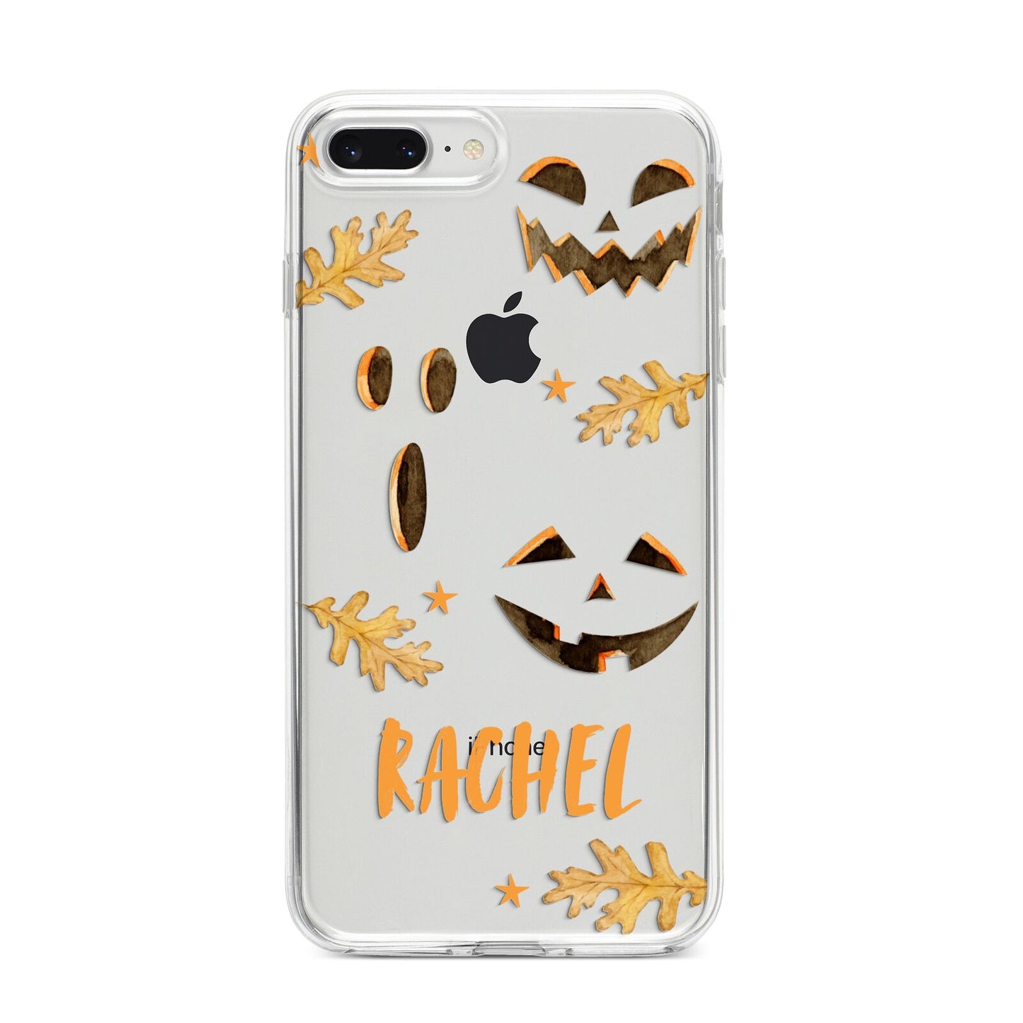 Custom Halloween Pumpkin Face iPhone 8 Plus Bumper Case on Silver iPhone