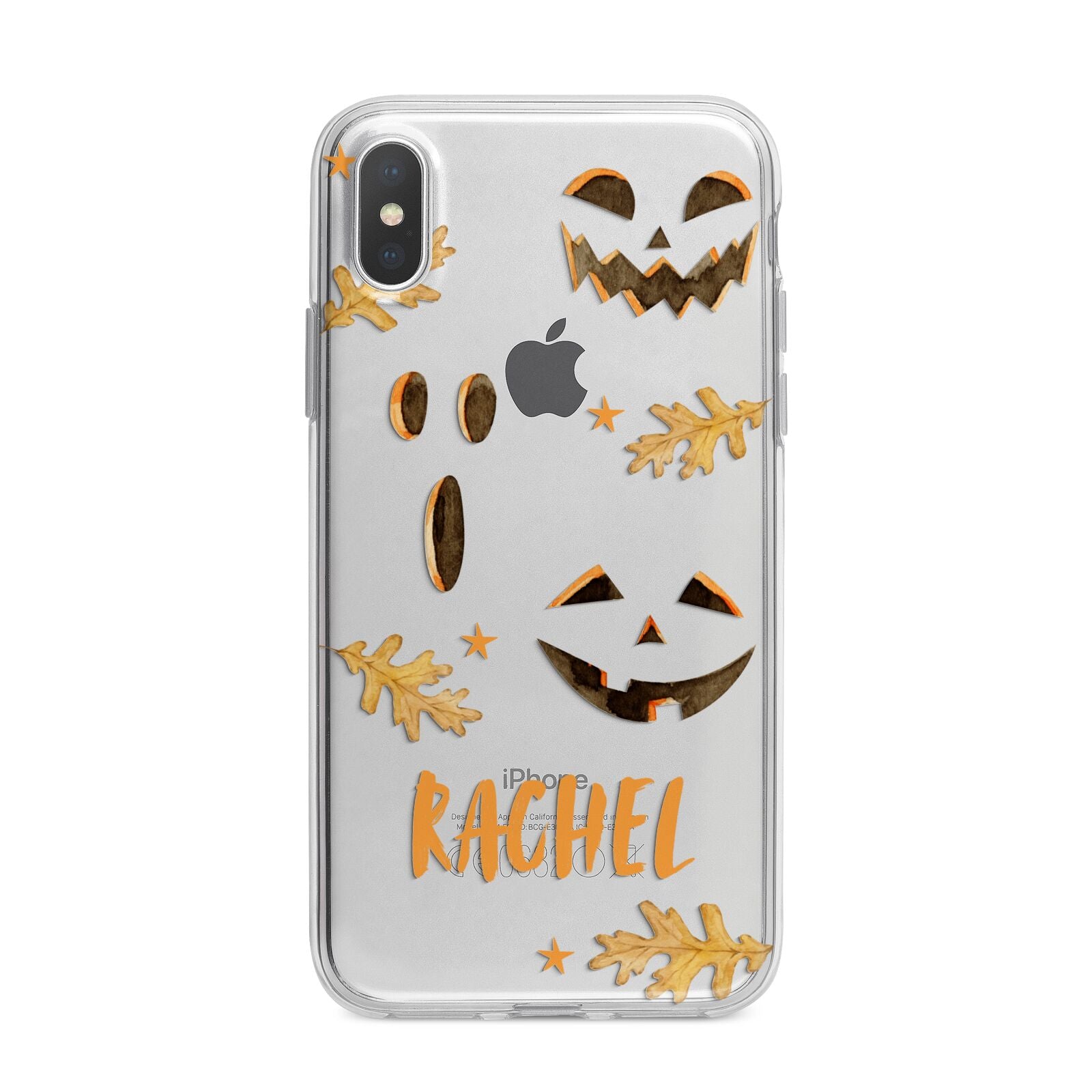Custom Halloween Pumpkin Face iPhone X Bumper Case on Silver iPhone Alternative Image 1