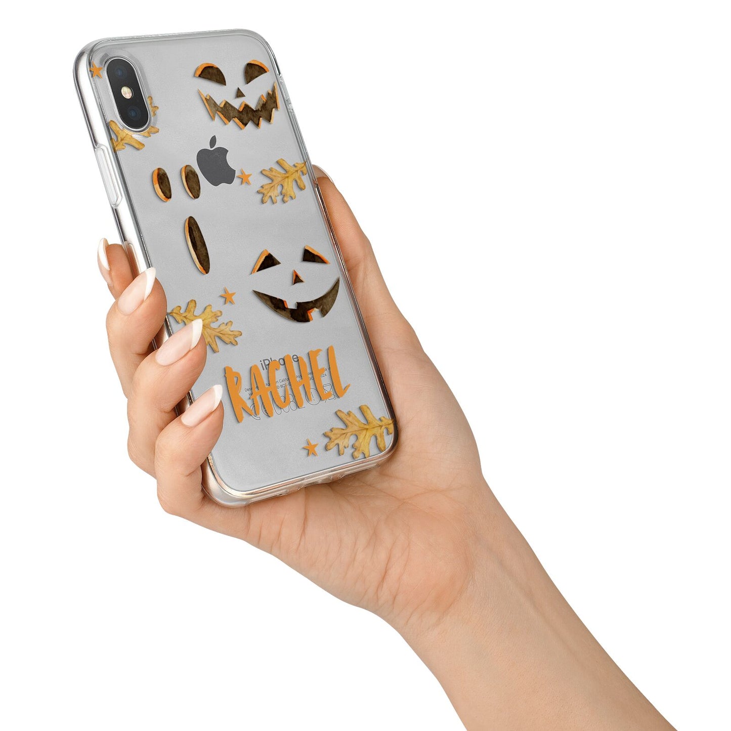 Custom Halloween Pumpkin Face iPhone X Bumper Case on Silver iPhone Alternative Image 2