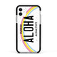 Custom Hawaii License Plate Apple iPhone 11 in White with Black Impact Case