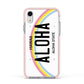 Custom Hawaii License Plate Apple iPhone XR Impact Case Pink Edge on Silver Phone