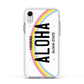 Custom Hawaii License Plate Apple iPhone XR Impact Case White Edge on Silver Phone