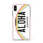 Custom Hawaii License Plate Apple iPhone Xs Max Impact Case Pink Edge on Silver Phone