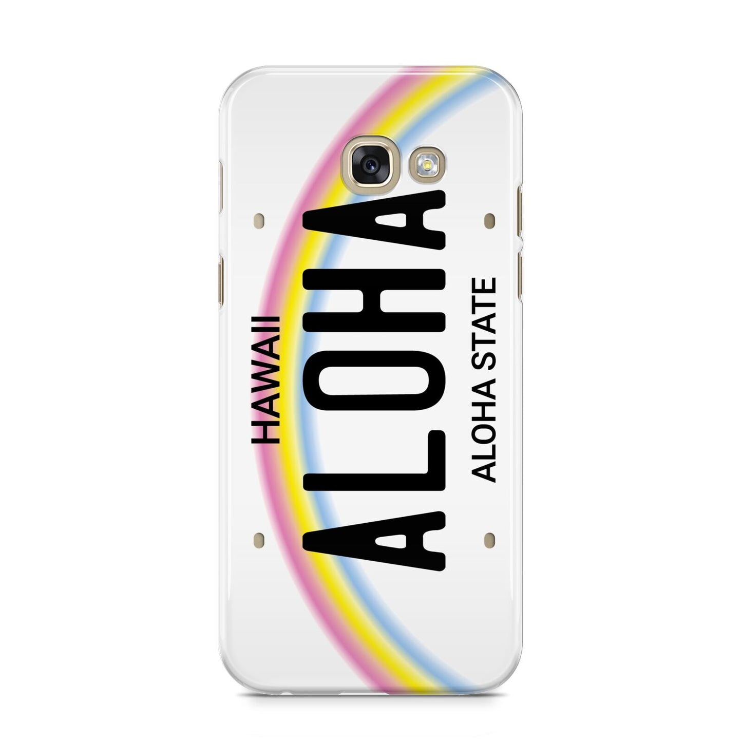 Custom Hawaii License Plate Samsung Galaxy A5 2017 Case on gold phone