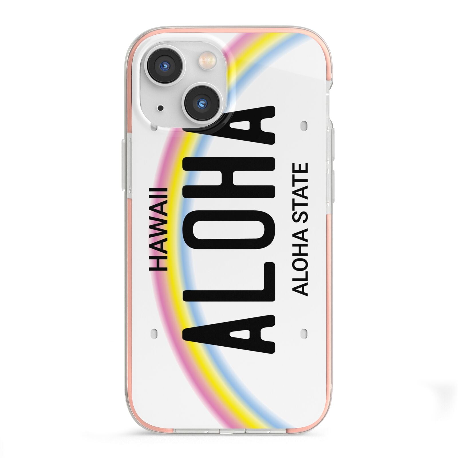 Custom Hawaii License Plate iPhone 13 Mini TPU Impact Case with Pink Edges