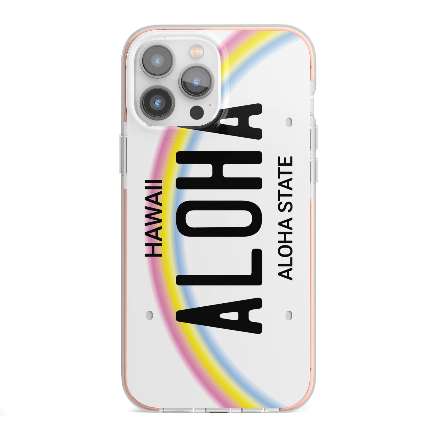 Custom Hawaii License Plate iPhone 13 Pro Max TPU Impact Case with Pink Edges