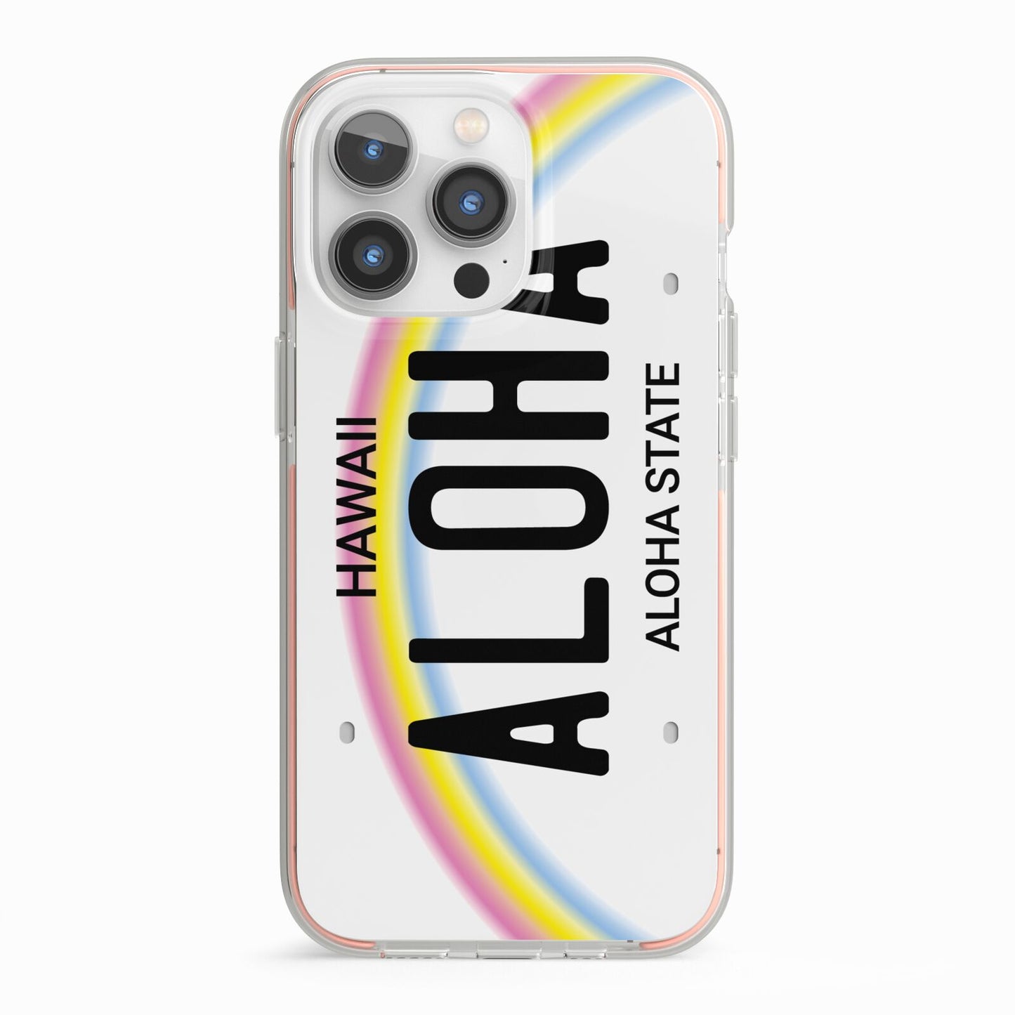 Custom Hawaii License Plate iPhone 13 Pro TPU Impact Case with Pink Edges