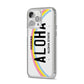 Custom Hawaii License Plate iPhone 14 Pro Max Clear Tough Case Silver Angled Image