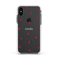 Custom Hearts Name Apple iPhone Xs Impact Case White Edge on Black Phone