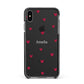 Custom Hearts Name Apple iPhone Xs Max Impact Case Black Edge on Black Phone