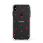 Custom Hearts Name Apple iPhone Xs Max Impact Case White Edge on Black Phone