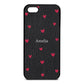Custom Hearts Name Black Pebble Leather iPhone 5 Case