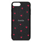 Custom Hearts Name Black Pebble Leather iPhone 8 Plus Case