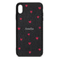 Custom Hearts Name Black Pebble Leather iPhone Xs Max Case