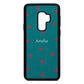 Custom Hearts Name Green Pebble Leather Samsung S9 Plus Case